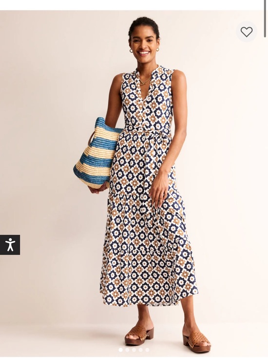 Boden Dresses & Skirts - Boden Naomi Notch Jersey Maxi Dress Navy Floral Geometic 12